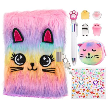 Homicozy Journal Intime Fille avec Clé et Cadenas - Carnet Secret A5 160 Pages, 4 Jouets Anti-Stress, Stylo Multicolore - Cadeau Idéal Enfants 6-9 Ans