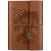 OMEYA Carnet en Cuir Vintage A5 Rechargeable - Journal de Voyage 160 Pages Blanc 100g/m² avec 2 Pochettes PVC