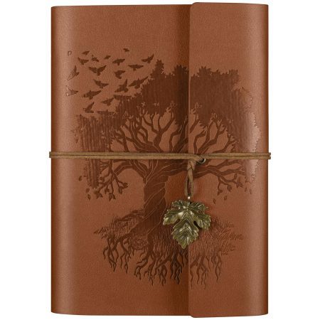 OMEYA Carnet en Cuir Vintage A5 Rechargeable - Journal de Voyage 160 Pages Blanc 100g/m² avec 2 Pochettes PVC