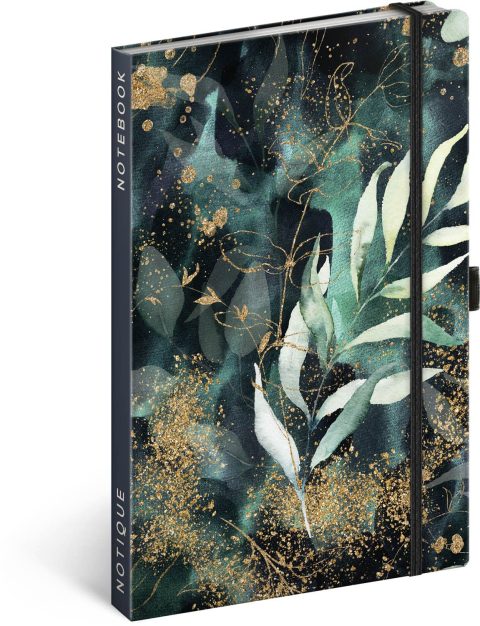 Carnet de notes ligné avec élastique et couverture rigide - Motif eucalyptus - Format A5