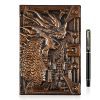 OFFCUP Carnet de Notes A5 Vintage Dragon - Journal Ligné 200 Pages avec Stylo - Cadeau Rétro Homme Femme