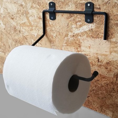 Parpyon Mod.3NE : Porte-rouleau industriel mural noir pour bobines de 3-5 kg, idéal cuisine, garage, salle de bain
