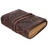 Moonster® Carnet en Cuir Véritable Ligné avec Cœur en Relief - Journal Intime 400 Pages - Cadeau Femme Idéal