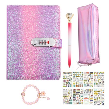 Journal Intime à Cadenas pour Filles 7-13 Ans - Ensemble Complet avec Stylo, Bracelet et Autocollants - Cadeaux Idéaux