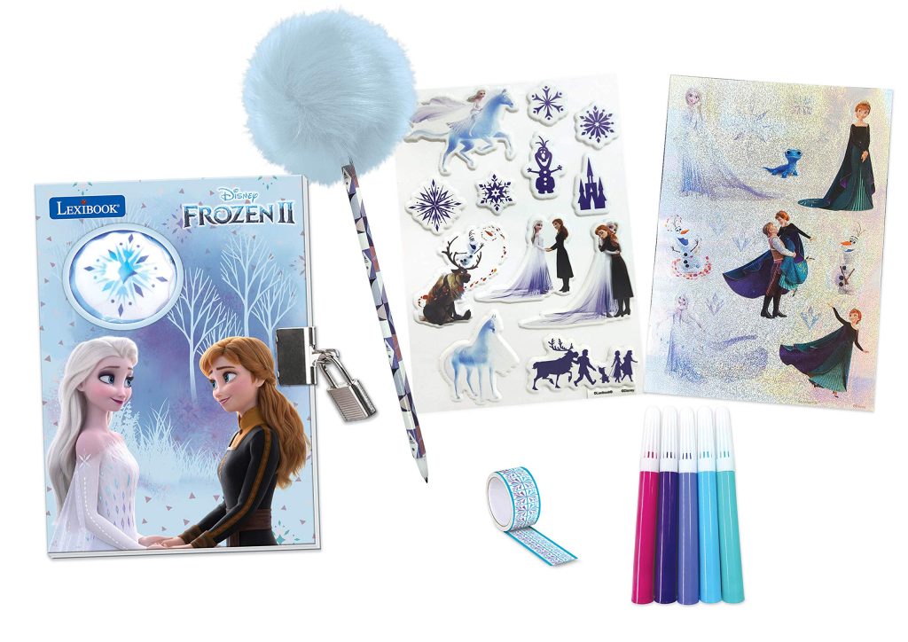 Lexibook Journal Intime Électronique La Reine des Neiges avec Effets Lumineux, Cadenas et Accessoires - Bleu/Violet
