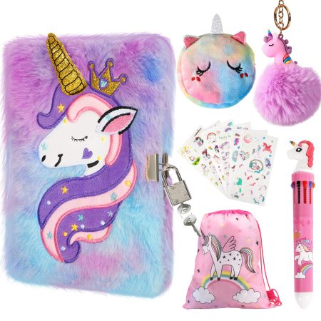 Homicozy Journal Intime Fille Licorne avec Cadenas - Set Complet Papeterie Cadeau A5 160 Pages