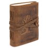 Carnet en Cuir Arbre de Vie – Journal Blanc Artisanal 18x13 cm, Idéal Voyage et Notes Personnelles