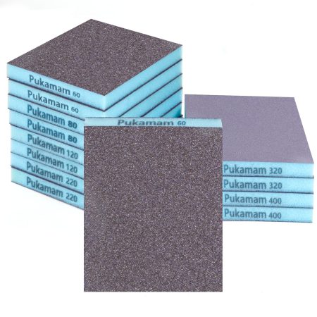 Lot de 12 Éponges Abrasives Polyvalentes : Grain Fin à Grossier pour Ponçage Humide et Sec