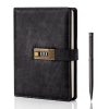 WEMATE Journal Intime à Code A5 en Cuir PU Vintage avec Serrure - 240 Pages Rechargeables pour Élèves et Professionnels