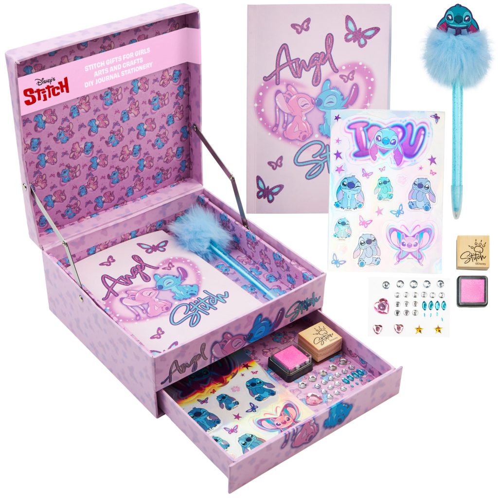 Disney Stitch : Coffret Journal Intime à Personnaliser pour Fille – Carnet Créatif avec Stylos et Stickers – Cadeau Idéal pour Enfants Fans de Disney