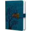 Carnet en cuir PU bleu paon A5 avec serrure à combinaison, 244 pages, idéal pour écrire ou offrir