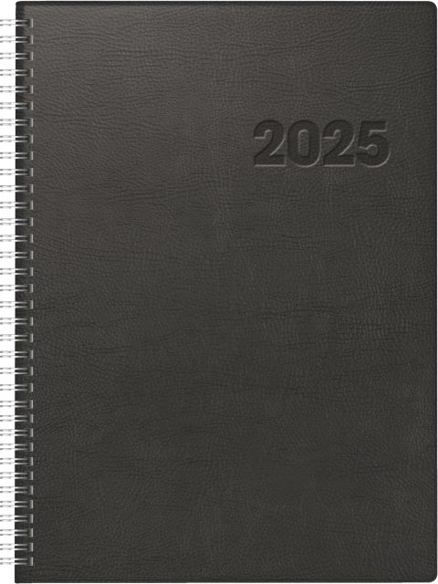 Agenda rido/idé Conform 2025 : 1 Jour par Page, Format A4, 384 Pages, Couverture Plastique Noire