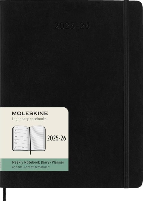 Moleskine Agenda Hebdomadaire 18 Mois XL - Couverture Souple Noire, Planification Étendue