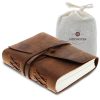 Moonster® Carnet en Cuir Véritable - Journal Intime Fait Main, Bloc Notes Recyclé 20x15cm - Idéal Cahier de Dessin, Voyage et Cadeau Homme/Femme