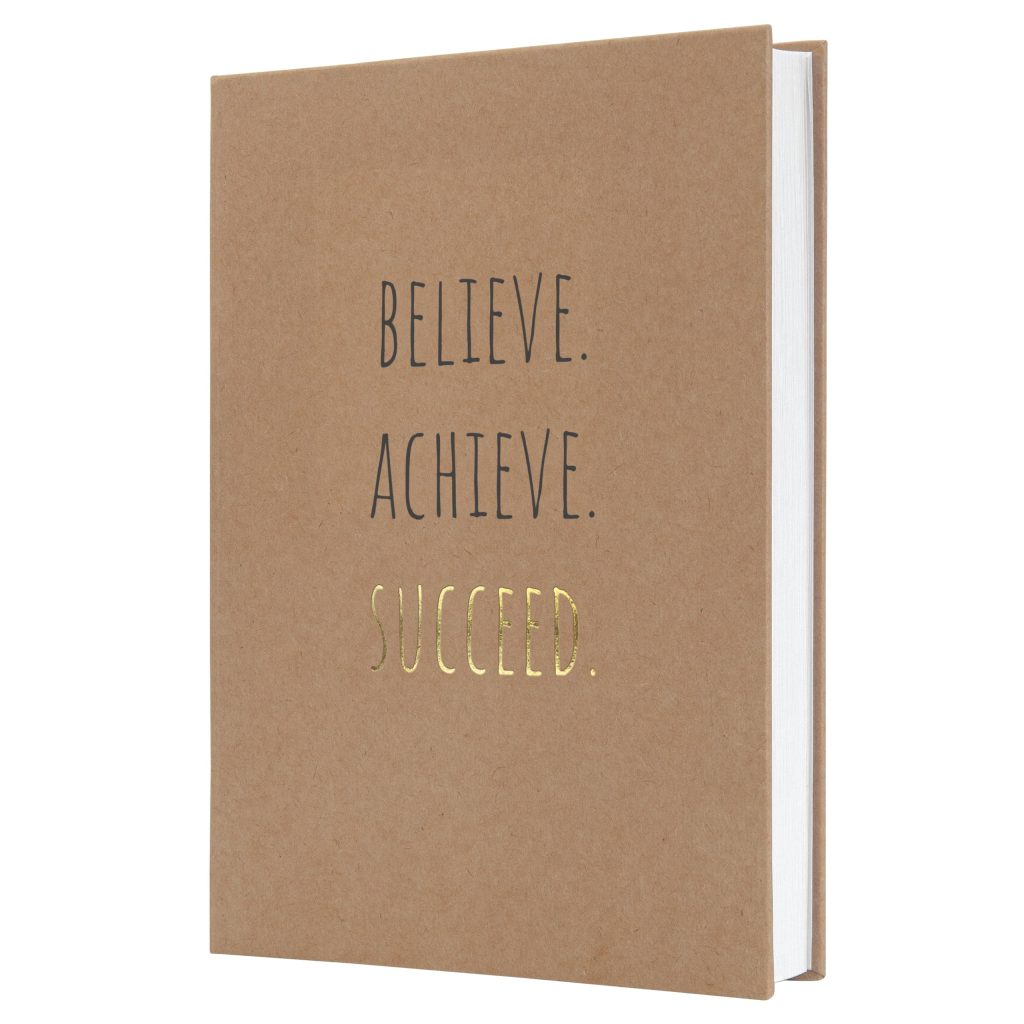 SIGEL JN803 Carnet A5 ligné 192 pages, papier 100g, couverture rigide Kraft, design Pure Success
