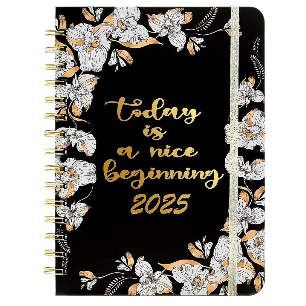 Agenda 2025 Semainier A5 - Planificateur Journalier avec Poche Intérieure et Élastique