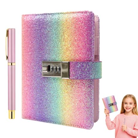 Journal Intime Fille avec Cadenas et Stylo - Design Arc-en-ciel - Cadeau Idéal 8-14 ans
