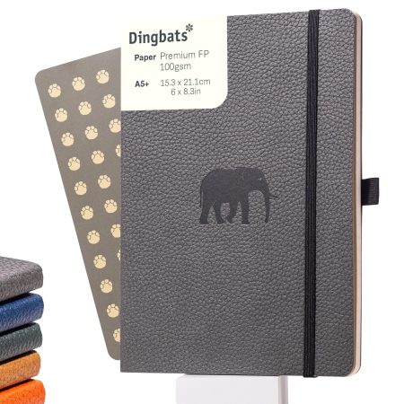 Dingbats Carnet de Notes A5 Pointillé - Couverture Souple en Cuir PU Végétalien, Fermeture Élastique et Porte-Stylo