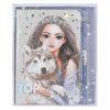 TOPModel Carnet de Notes Argenté et Bleu Scintillant avec Motif Loup - 160 Pages Lignées, Crayon Inclus