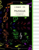 Cahier de musique – 100 pages, grand format 21,59 x 27,94 cm, papier blanc – 13 portées par page, lignes fines – couverture « jeune fille pensive »