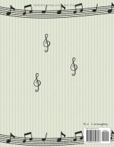 Cahier de musique grand format 21,59 x 27,94 cm – 100 pages – Papier blanc – 13 portées par page – Couverture clé de sol & piano