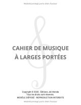 Cahier de musique à larges portées – 100 pages, 6 portées par page, format 21,59 x 27,94 cm, couverture souple