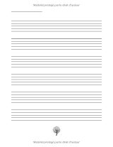 Cahier de musique à larges portées – 100 pages, 6 portées par page, format 21,59 x 27,94 cm, couverture souple