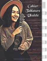 Cahier de tablature ukulélé – Carnet de musique avec tablatures et diagrammes d’accords – Partitions vierges – Femme souriante