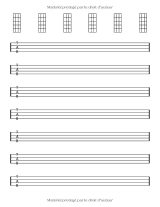 Cahier de tablature ukulélé – Carnet de musique avec tablatures et diagrammes d’accords – Partitions vierges – Femme souriante
