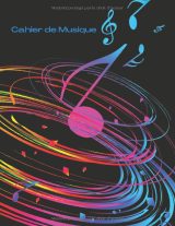 Cahier de musique grand format 21,6 x 27,9 cm – 48 pages – 12 portées par page – Papier 90 g/m² – Couverture souple mate