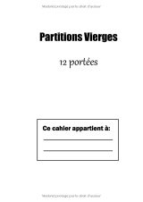 Cahier de musique A4 – Partitions vierges 12 portées – 110 pages – Papier manuscrit pour solfège, piano et composition