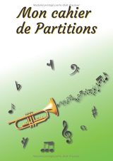 Cahier de partitions A4 – 100 pages, 14 portées par page, couverture Trompette | Carnet de musique et solfège