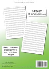 Cahier de partitions A4 – 100 pages, 14 portées par page, couverture Trompette | Carnet de musique et solfège