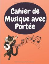 Cahier de musique grand format 21,59 x 27,94 cm – Papier à 6 grandes portées et pages lignées