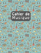 Cahier de musique pour DYS – Pages mixtes: 6 grosses portées et lignes d’écriture, code couleur, grand format 21,59 x 27,94 cm