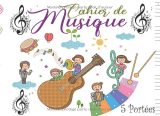 Cahier de musique 5 portées – Petit format 20,96 x 15,24 cm, couverture souple, papier de qualité – Enfants et débutants