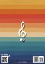 Cahier de musique A4 – 9 portées par page avec espace annotations – Composition et solfège – Couverture vintage arc‑en‑ciel