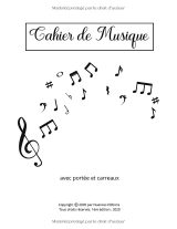 Cahier de musique A4 – Seyes grands carreaux et 12 portées, pages alternées paroles/solfège, couverture brillante