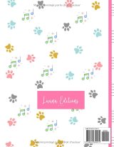 Cahier de musique motif chat – 7 portées par page, grand format 21,59 × 27,94 cm