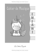 Cahier de Musique Enfant Licorne – Carnet de Partitions Vierge A4, 6 Grosses Portées par Page, 105 Pages