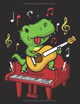 Cahier de musique enfant Dinosaure – Carnet de partitions vierges, 6 portées par page, 105 pages, grand format