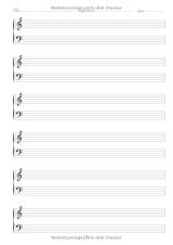 Cahier de musique piano A4 – 110 pages – 6 doubles portées (clés de Sol et de Fa) – couverture marron/orange