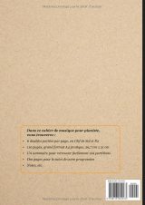 Cahier de musique piano A4 – 110 pages – 6 doubles portées (clés de Sol et de Fa) – couverture marron/orange
