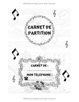 Cahier de partition – 12 portées par page, grand format 21,59 x 27,94 cm – 103 pages, papier blanc, index