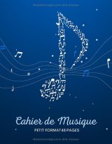 Cahier de musique 17 x 22 cm – 10 portées par page, papier 90 g, couverture souple brillante