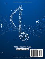 Cahier de musique 17 x 22 cm – 10 portées par page, papier 90 g, couverture souple brillante