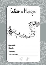 Cahier de musique A4 (21 x 29,7 cm) – 108 pages – 12 portées + pages Seyès – Coloriages – Garçon au trombone