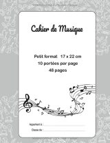 Cahier de musique 17 x 22 cm – 10 portées vierges – Solfège et composition – Thème Garçon à la trompette