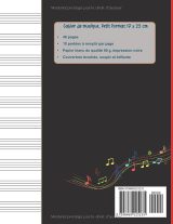 Petit cahier de musique 17 x 22 cm – 48 pages, partitions vierges 10 portées, thème chat rigolo pour enfants