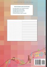 Cahier de musique A4 – 108 pages : 52 pages de 12 portées + 53 pages Seyès | Papier 90 g | Couverture souple brillante | Motif lama pour enfant